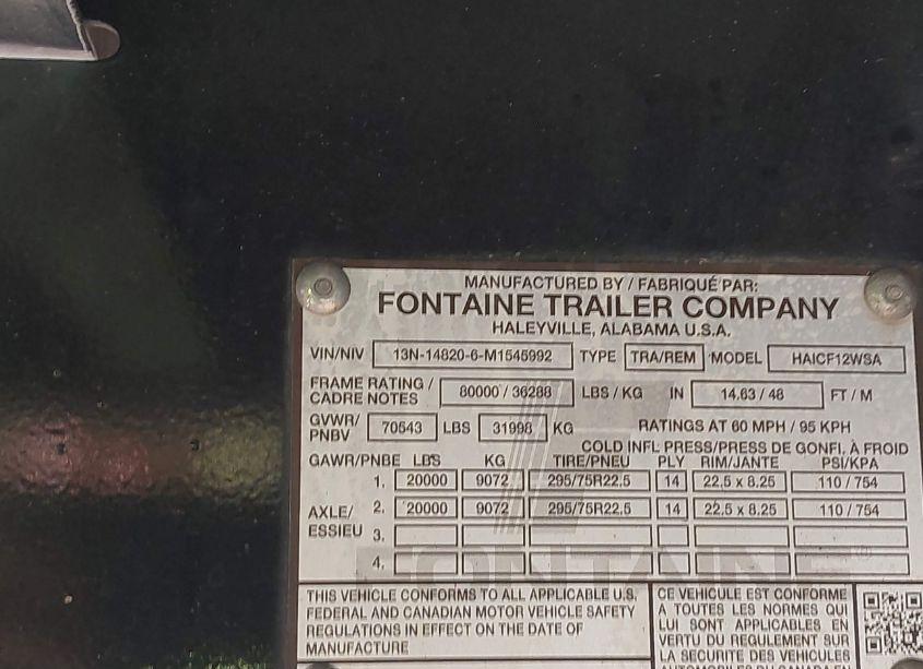 Photo 9 of 2021 Fontaine Trailer CO TRAILER (VIN 13N148206M1545992)