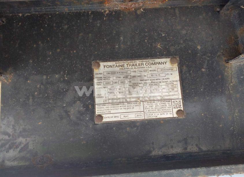 Photo 9 of 2019 Fontaine Trailer CO TRAILER (VIN 13N2532C8K1533337)