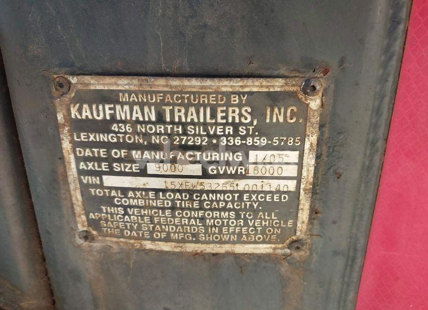 Photo 9 of 2005 Kaufman Trailers KAUFMAN TRAILERS (VIN 15XFW53265L001140)