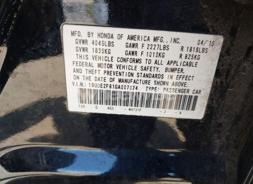 Photo 9 of 2016 Acura Ilx PREMIUM A-SPEC PACKAGES/W/TECHNOLOGY PLUS/A-SPEC PKG (VIN 19UDE2F81GA007024)