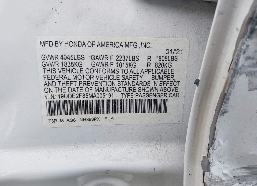 Photo 9 of 2021 Acura Ilx PREMIUM A-SPEC PACKAGES/TECHNOLOGY A-SPEC PACKAGES (VIN 19UDE2F85MA005191)