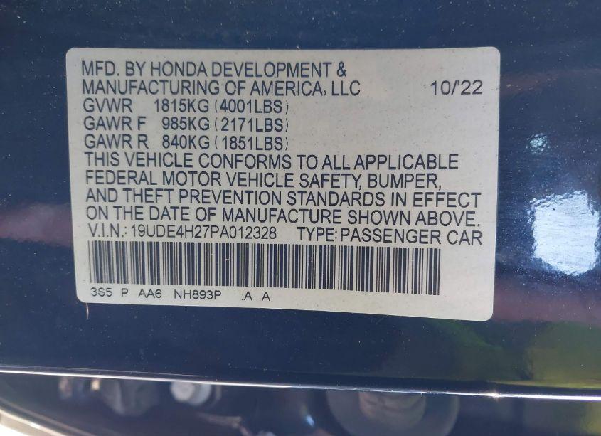 Photo 9 of 2023 Acura Integra (VIN 19UDE4H27PA012328)