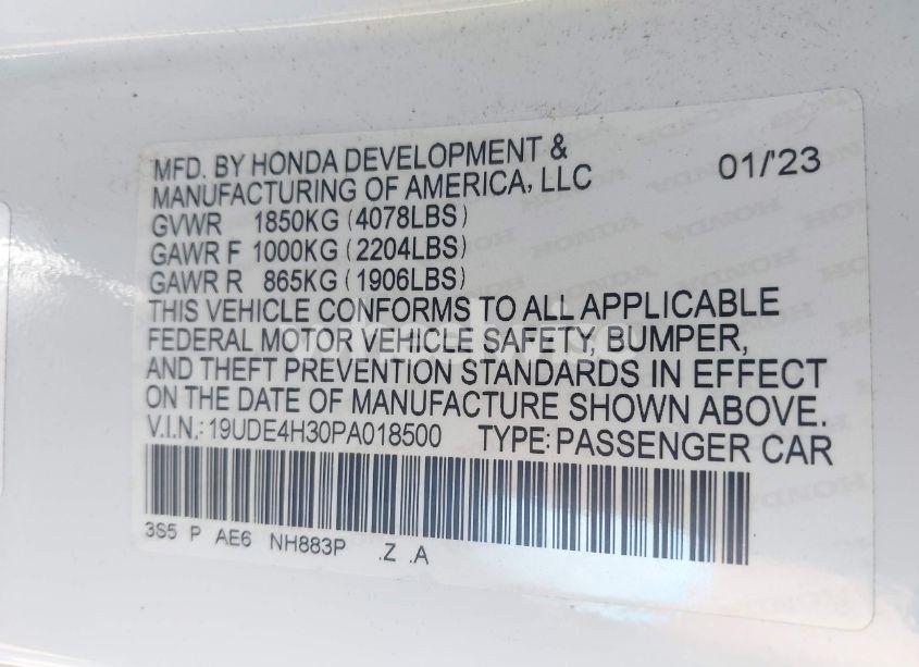 Photo 9 of 2023 Acura Integra A-SPEC (VIN 19UDE4H30PA018500)