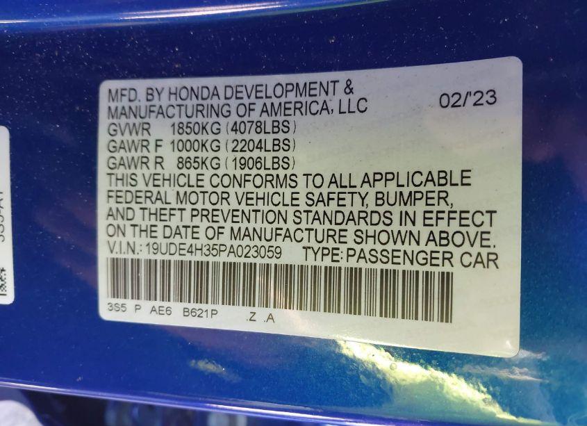 Photo 9 of 2023 Acura Integra A-SPEC (VIN 19UDE4H35PA023059)