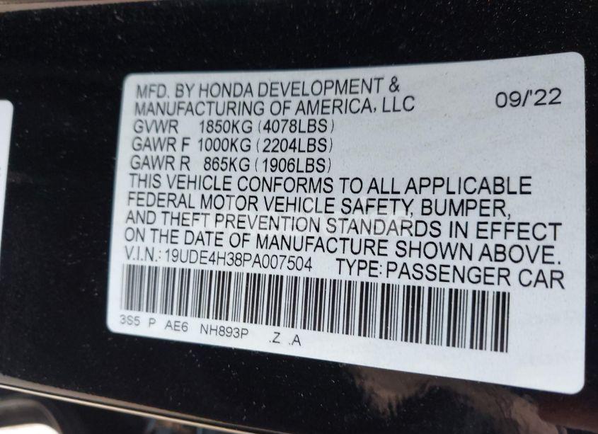 Photo 9 of 2023 Acura Integra A-SPEC PACKAGE (VIN 19UDE4H38PA007504)