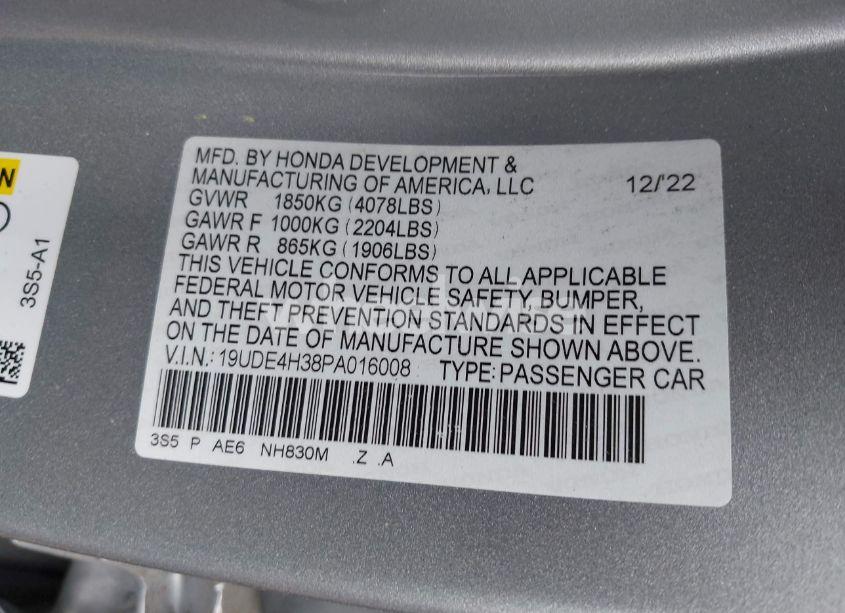 Photo 9 of 2023 Acura Integra A-SPEC (VIN 19UDE4H38PA016008)