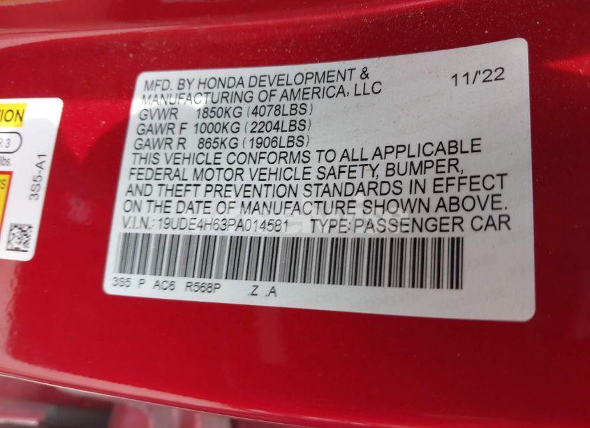 Photo 9 of 2023 Acura Integra A-SPEC TECHNOLOGY (VIN 19UDE4H63PA014581)