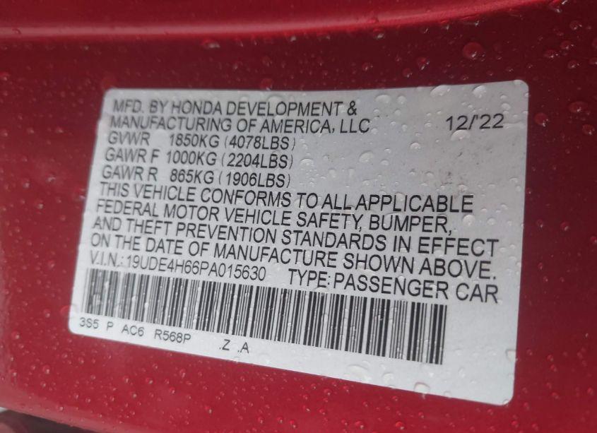 Photo 9 of 2023 Acura Integra A-SPEC W/ TECHNOLOGY (VIN 19UDE4H66PA015630)