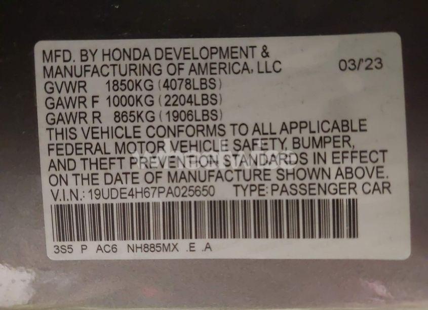 Photo 9 of 2023 Acura Integra A-SPEC W/ TECHNOLOGY (VIN 19UDE4H67PA025650)