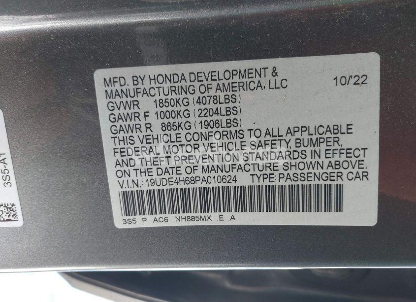 Photo 9 of 2023 Acura Integra A-SPEC W/ TECHNOLOGY (VIN 19UDE4H68PA010624)