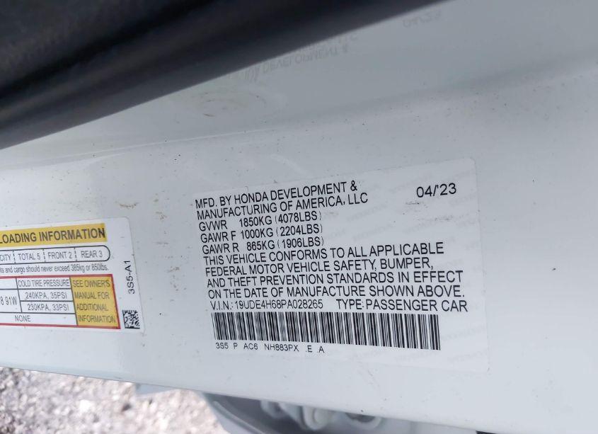 Photo 9 of 2023 Acura Integra A-SPEC W/ TECHNOLOGY (VIN 19UDE4H68PA028265)