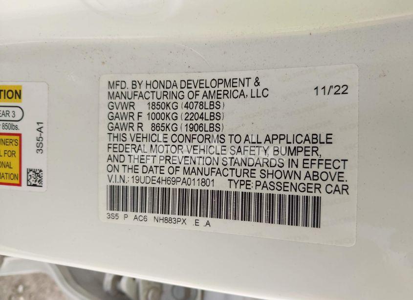 Photo 9 of 2023 Acura Integra A-SPEC TECHNOLOGY (VIN 19UDE4H69PA011801)