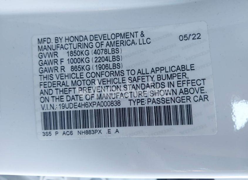 Photo 9 of 2023 Acura Integra A-SPEC W/ TECHNOLOGY (VIN 19UDE4H6XPA000838)