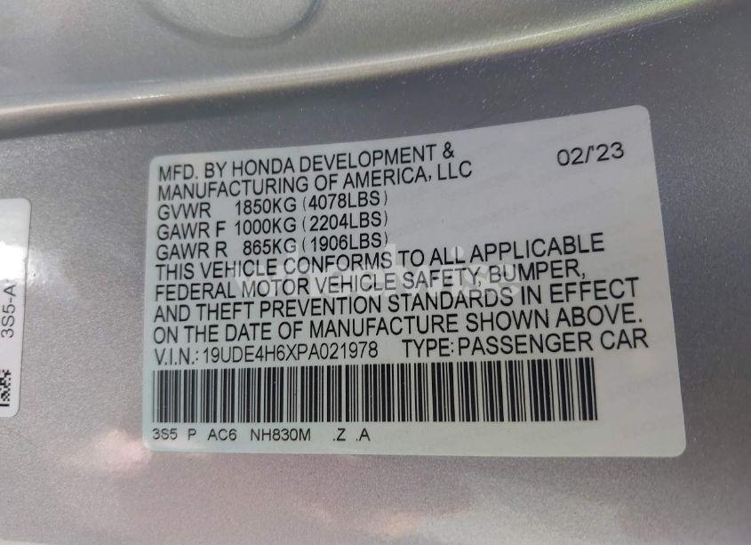 Photo 9 of 2023 Acura Integra A-SPEC TECHNOLOGY (VIN 19UDE4H6XPA021978)