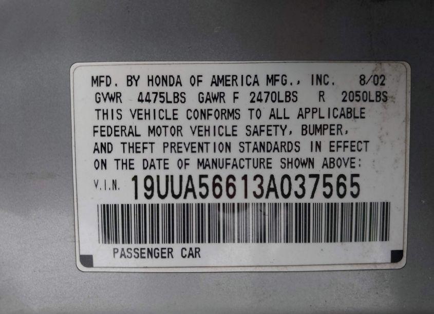 Photo 9 of 2003 Acura Tl 3.2 (VIN 19UUA56613A037565)