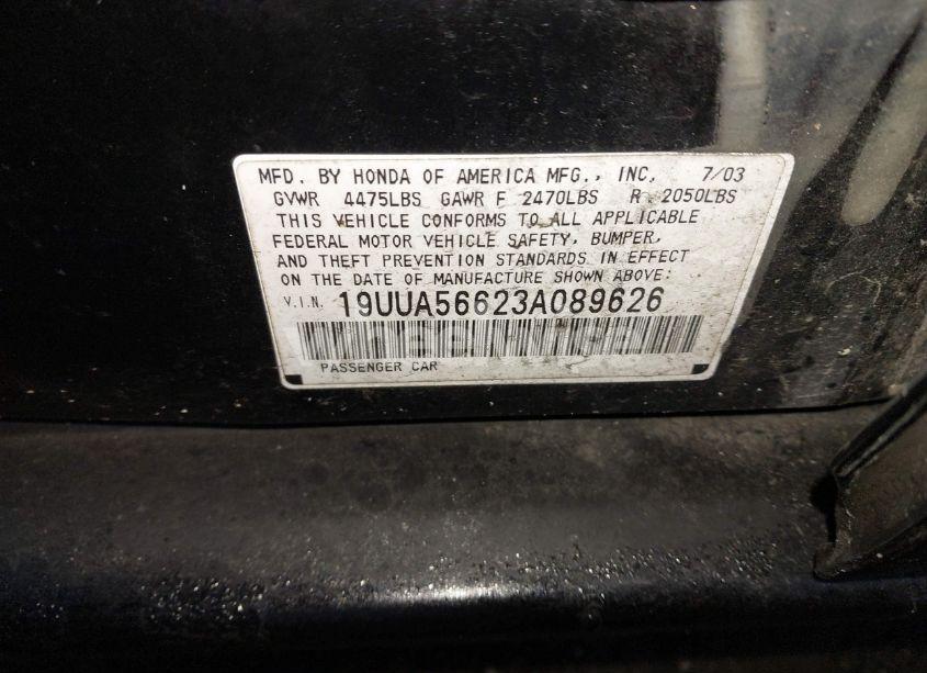 Photo 9 of 2003 Acura Tl 3.2 (VIN 19UUA56623A089626)
