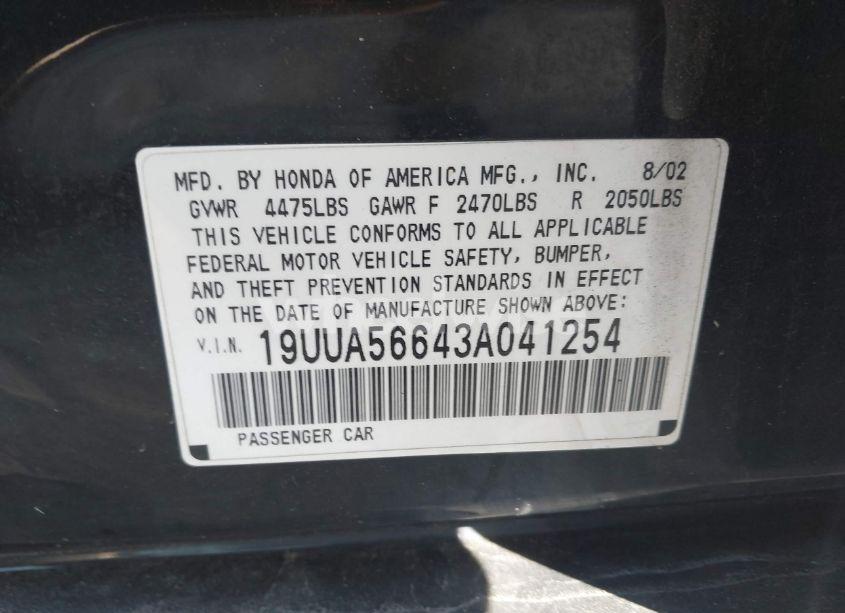 Photo 9 of 2003 Acura Tl 3.2 (VIN 19UUA56643A041254)