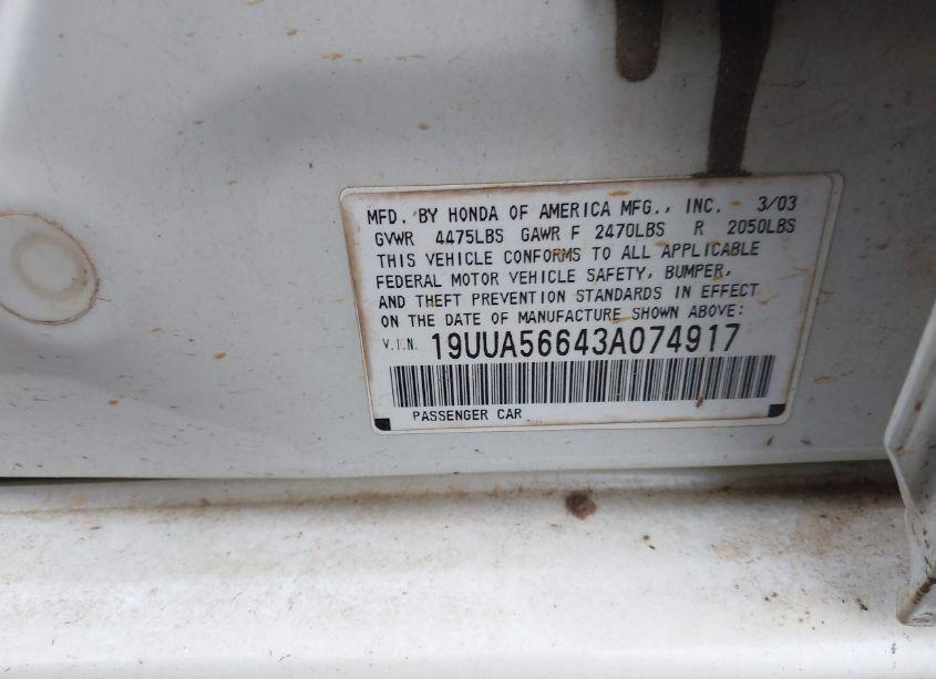 Photo 9 of 2003 Acura Tl 3.2 (VIN 19UUA56643A074917)