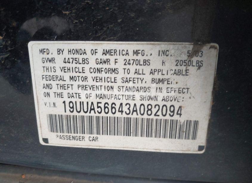 Photo 9 of 2003 Acura Tl 3.2 (VIN 19UUA56643A082094)