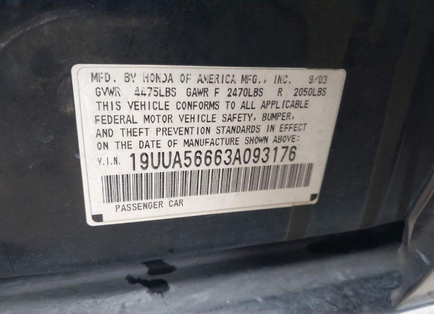 Photo 9 of 2003 Acura Tl 3.2 (VIN 19UUA56663A093176)