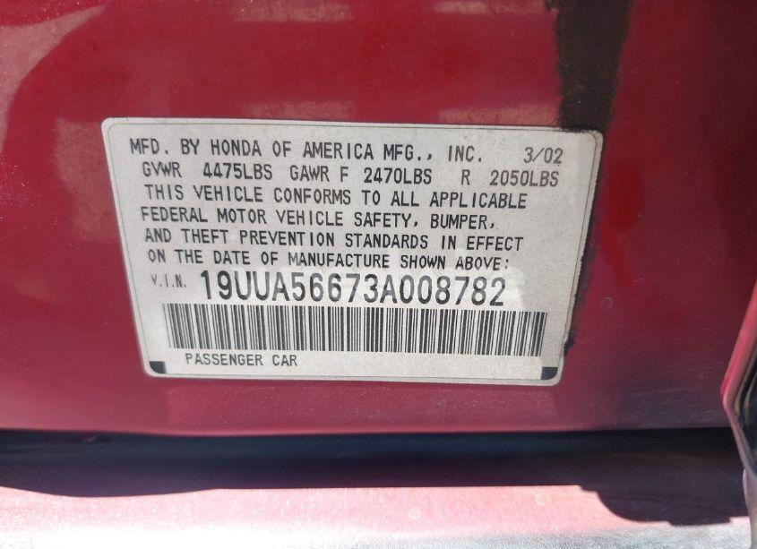 Photo 9 of 2003 Acura Tl 3.2 (VIN 19UUA56673A008782)