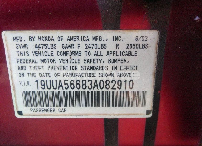 Photo 9 of 2003 Acura Tl 3.2 (VIN 19UUA56683A082910)
