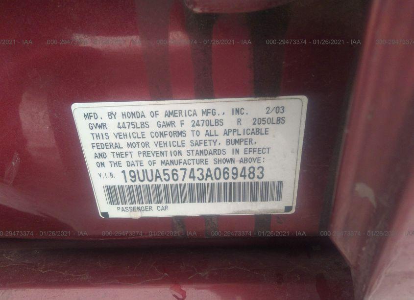 Photo 9 of 2003 Acura Tl 3.2 (VIN 19UUA56743A069483)