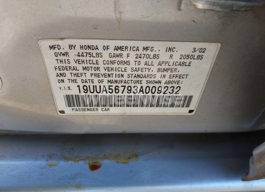 Photo 9 of 2003 Acura Tl 3.2 (VIN 19UUA56793A009232)
