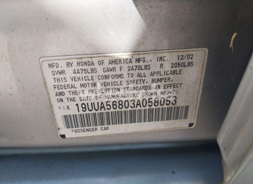 Photo 9 of 2003 Acura Tl 3.2 TYPE S (VIN 19UUA56803A058053)