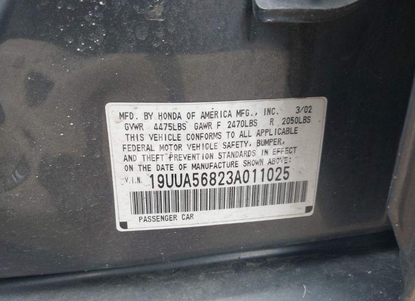 Photo 9 of 2003 Acura Tl 3.2 TYPE S (VIN 19UUA56823A011025)