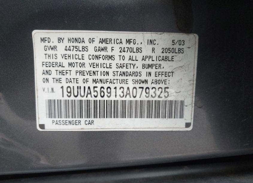 Photo 9 of 2003 Acura Tl 3.2 TYPE S (VIN 19UUA56913A079325)