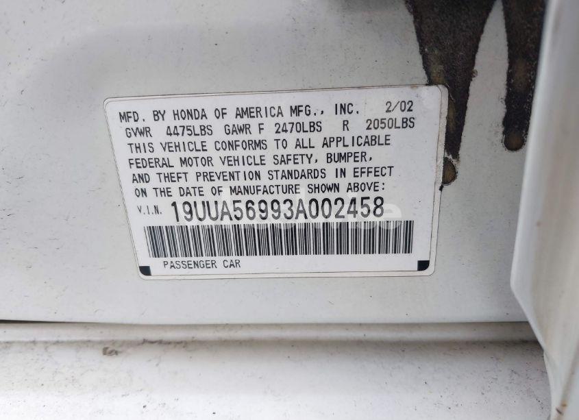 Photo 9 of 2003 Acura Tl 3.2 TYPE S (VIN 19UUA56993A002458)