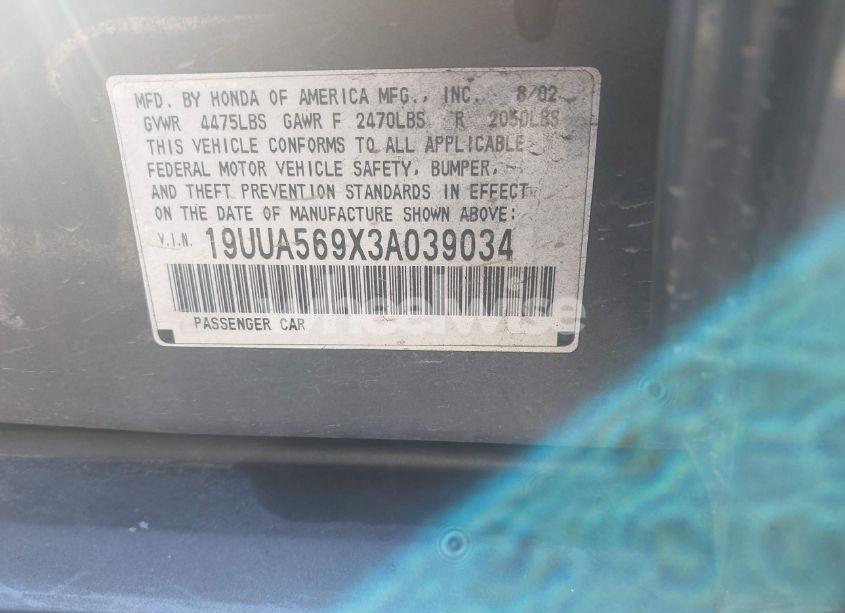 Photo 9 of 2003 Acura Tl 3.2 TYPE S (VIN 19UUA569X3A039034)