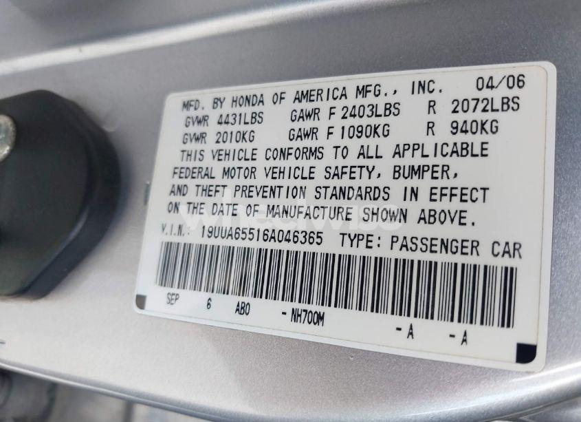 Photo 9 of 2006 Acura Tl (VIN 19UUA65516A046365)