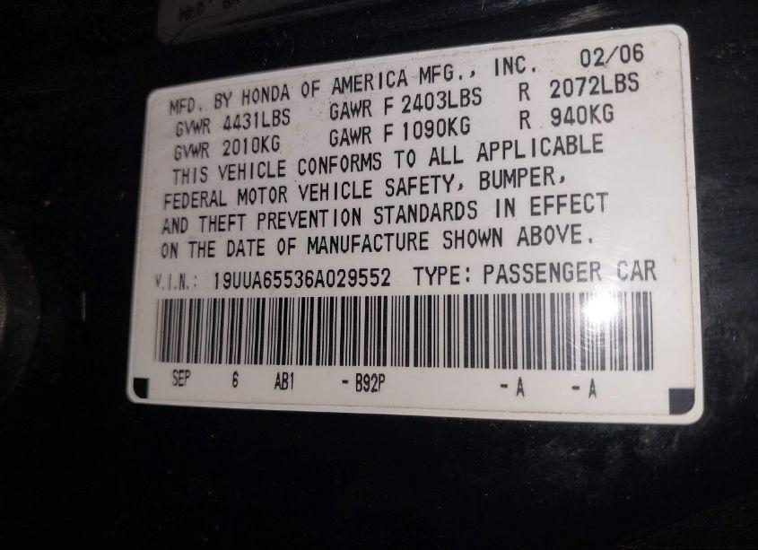 Photo 9 of 2006 Acura Tl (VIN 19UUA65536A029552)