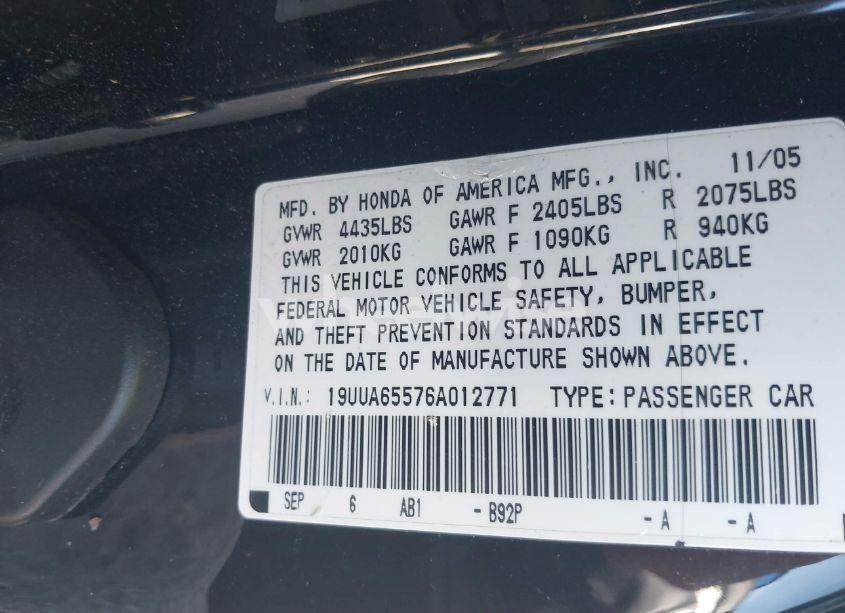 Photo 9 of 2006 Acura Tl (VIN 19UUA65576A012771)