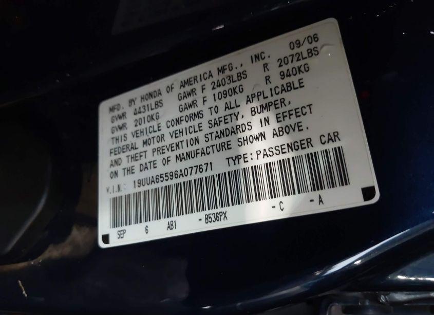 Photo 9 of 2006 Acura Tl (VIN 19UUA65596A077671)