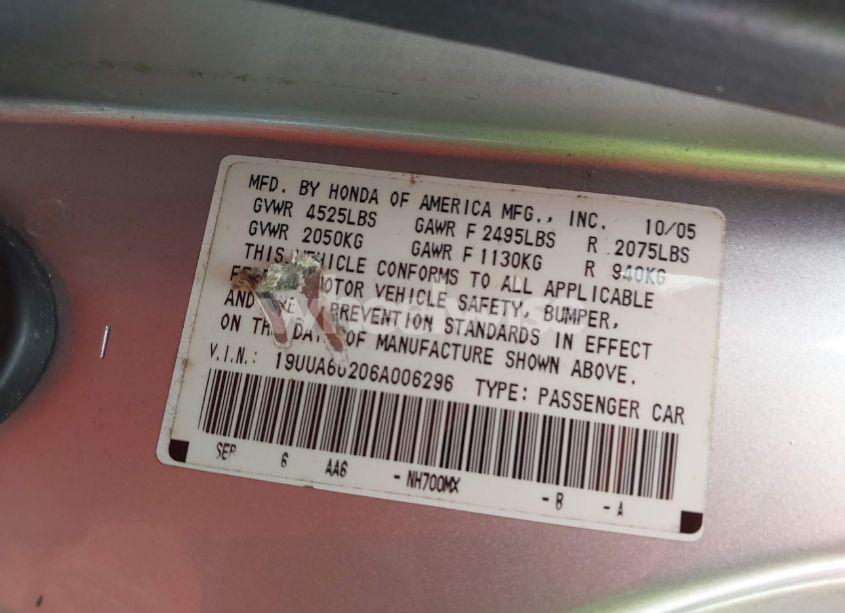 Photo 8 of 2006 Acura Tl (VIN 19UUA66206A006296)
