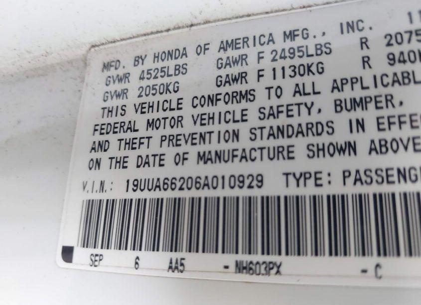 Photo 9 of 2006 Acura Tl (VIN 19UUA66206A010929)