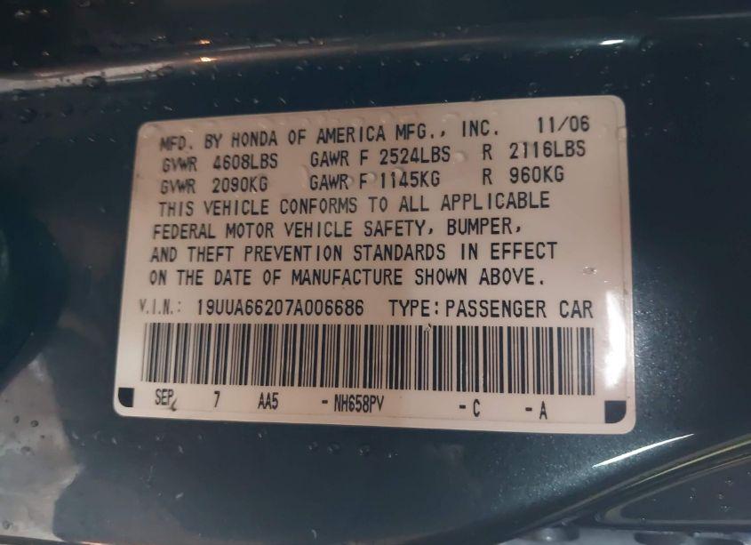 Photo 9 of 2007 Acura Tl 3.2 (VIN 19UUA66207A006686)