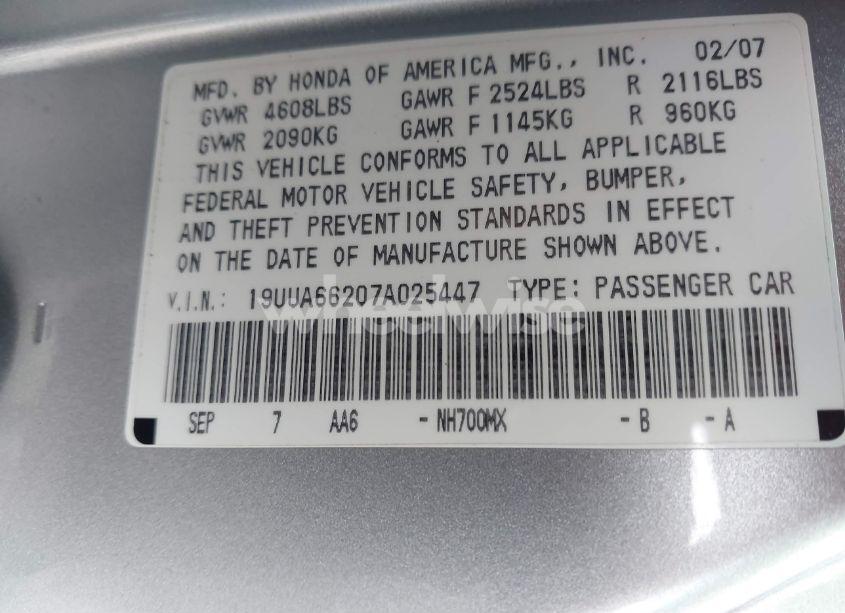 Photo 9 of 2007 Acura Tl 3.2 (VIN 19UUA66207A025447)