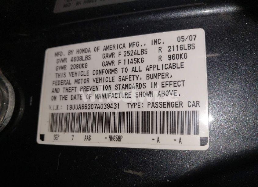 Photo 9 of 2007 Acura Tl 3.2 (VIN 19UUA66207A039431)
