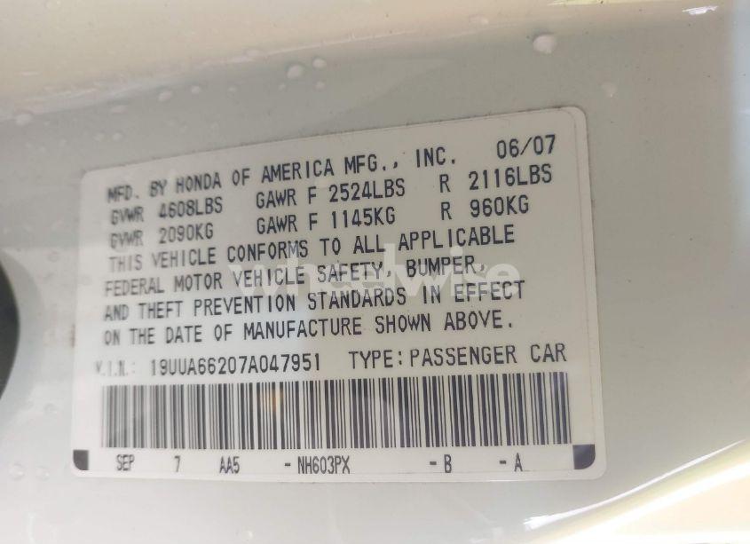Photo 9 of 2007 Acura Tl 3.2 (VIN 19UUA66207A047951)