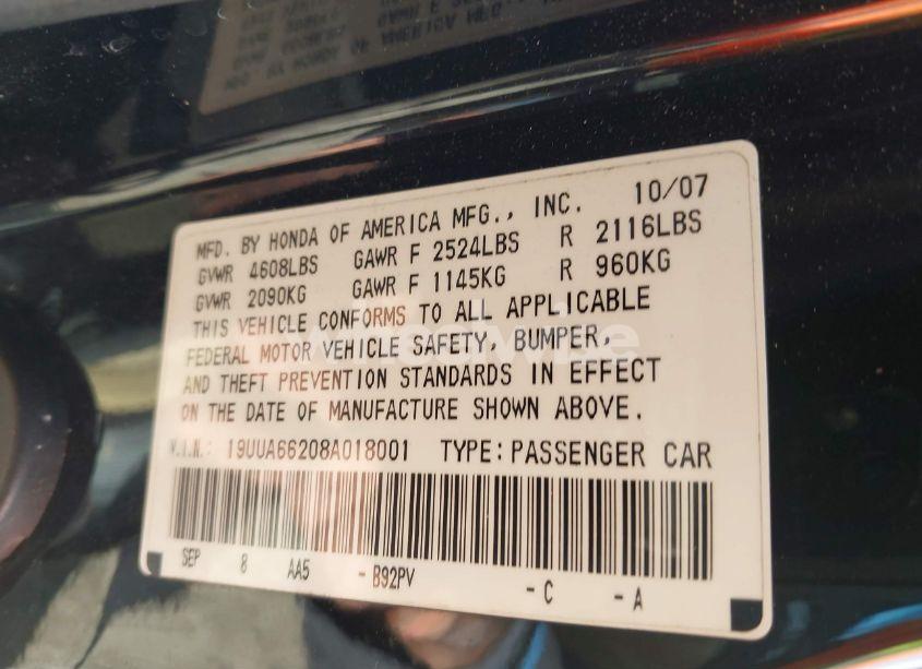 Photo 9 of 2008 Acura Tl 3.2 (VIN 19UUA66208A018001)