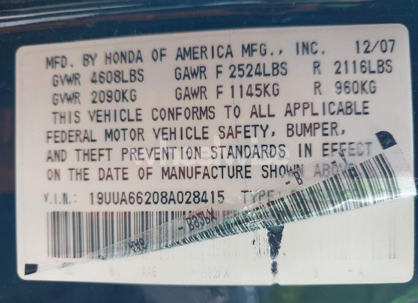 Photo 9 of 2008 Acura Tl 3.2 (VIN 19UUA66208A028415)