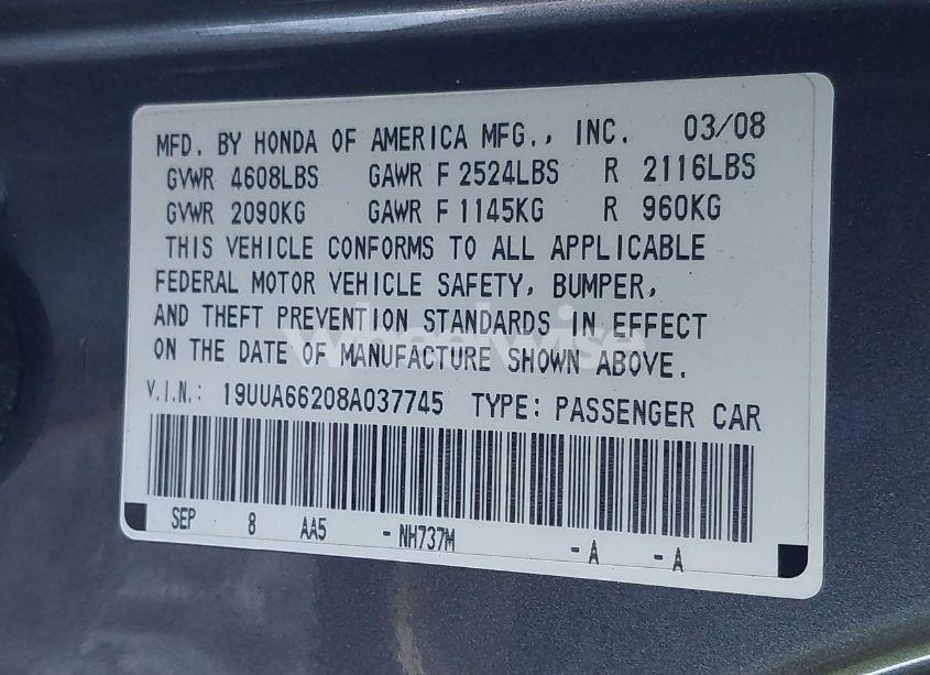 Photo 9 of 2008 Acura Tl 3.2 (VIN 19UUA66208A037745)