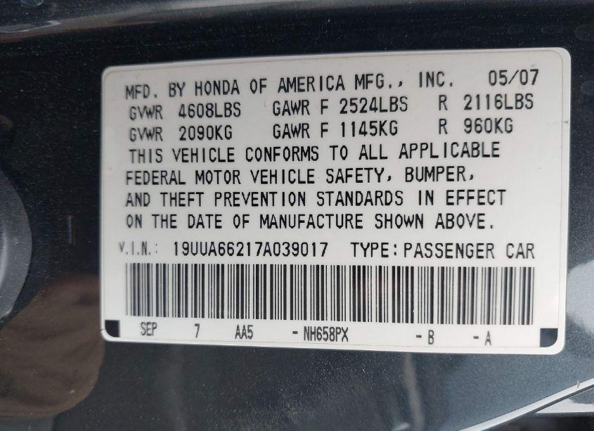Photo 9 of 2007 Acura Tl 3.2 (VIN 19UUA66217A039017)