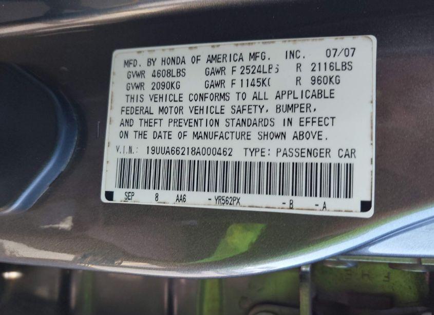 Photo 9 of 2008 Acura Tl 3.2 (VIN 19UUA66218A000462)