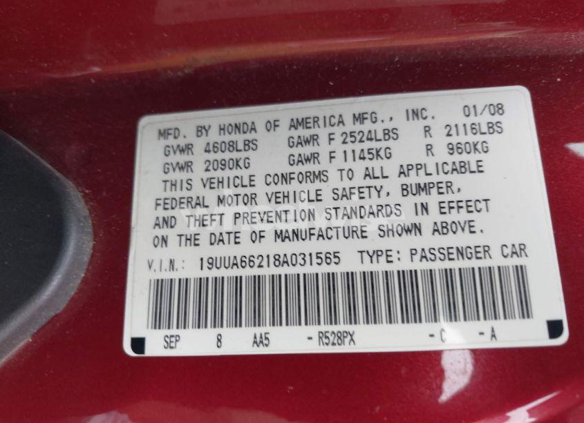 Photo 9 of 2008 Acura Tl 3.2 (VIN 19UUA66218A031565)