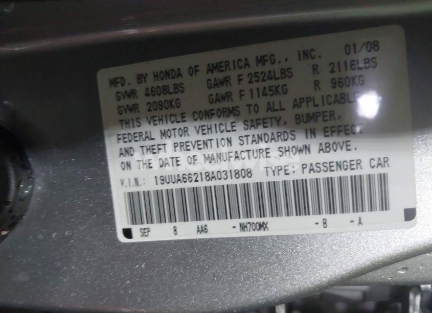 Photo 9 of 2008 Acura Tl 3.2 (VIN 19UUA66218A031808)
